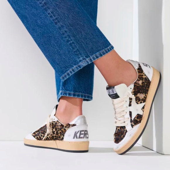 Golden Goose Leopard Print Sneakers with Silver and White Accents - Picture 2 of 15